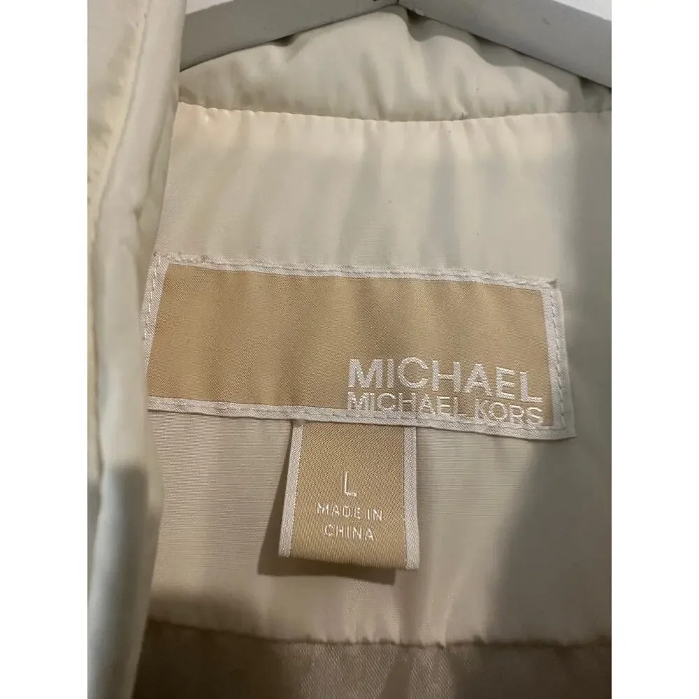 Off White Ivory Size Large MICHAEL Michael Kors Puffer Vest Layering Outerwear